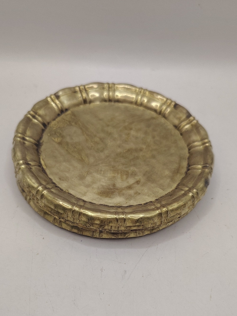 Vintage Hammered Solid Stackable Brass Coasters - Set of 5 - Picture 7 of 7
